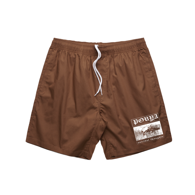 SUICIDAL THOUGHTS BEACH SHORTS - BROWN