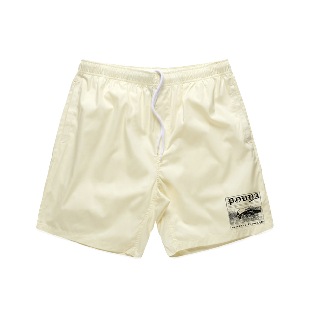 SUICIDAL THOUGHTS BEACH SHORTS - BUTTER