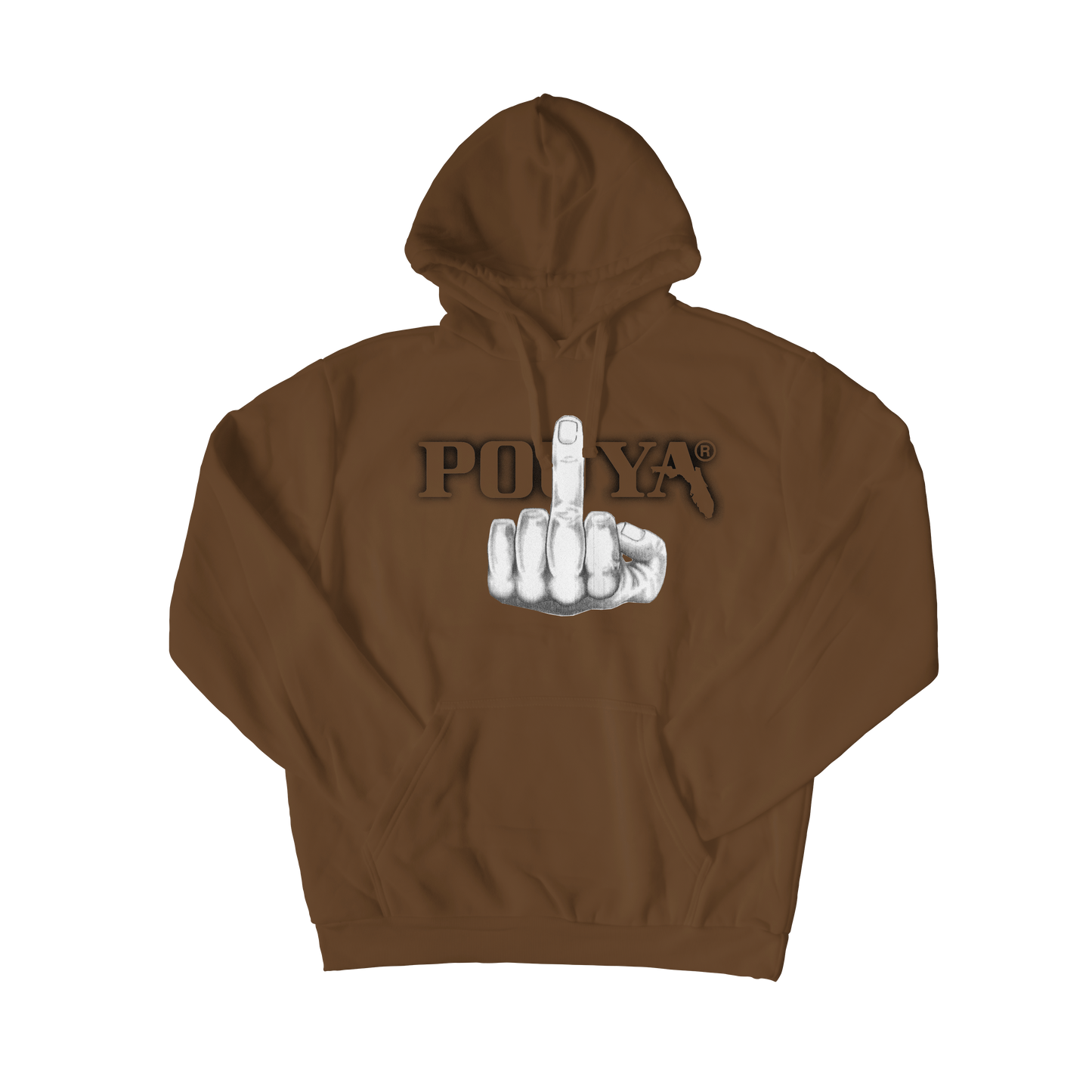 MIDDLE FINGER HOODIE - BROWN