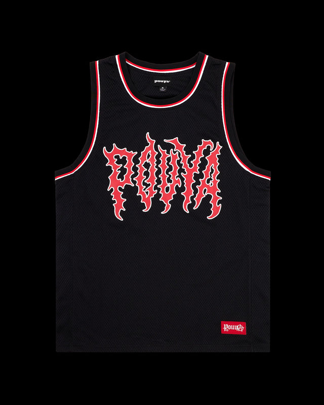 SKETCHY BBALL JERSEY - BLACK/RED