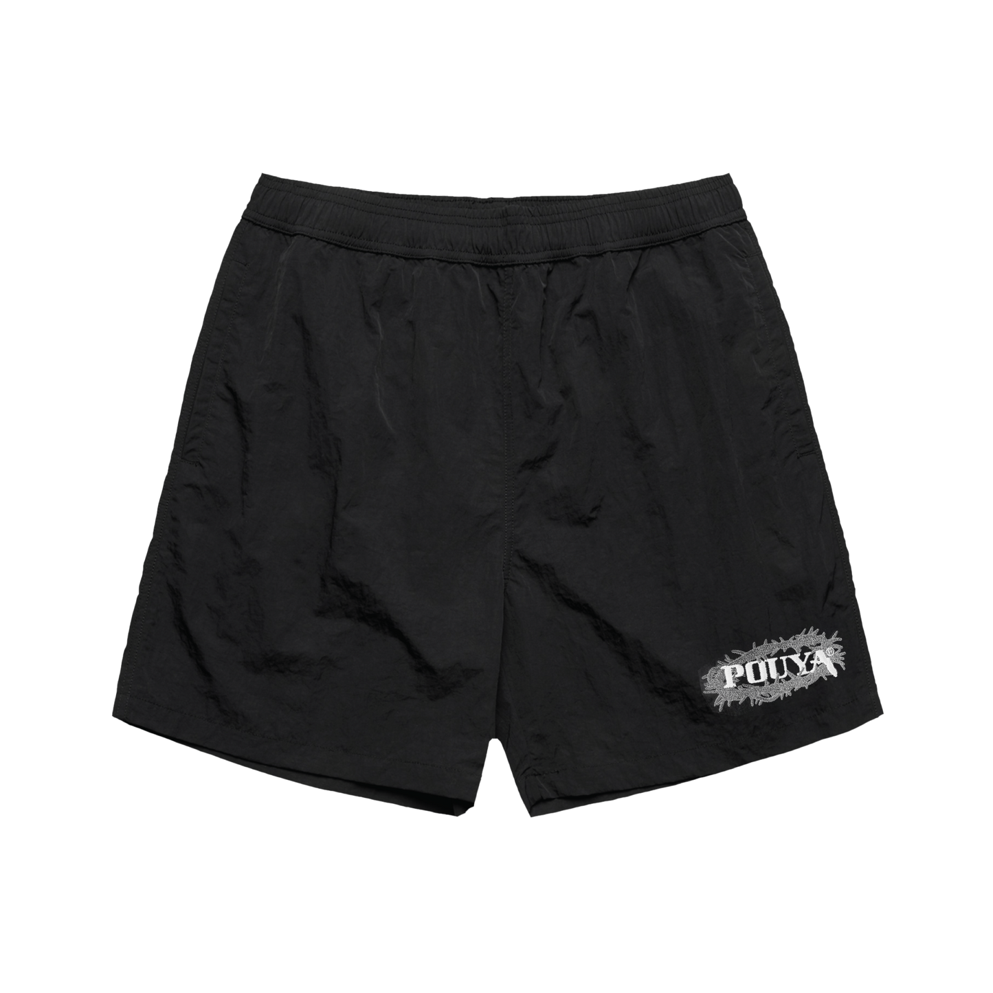 REFLECTIVE THORN LOGO SHORTS - BLACK