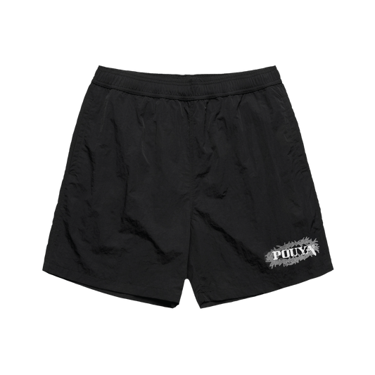 REFLECTIVE THORN LOGO SHORTS - BLACK