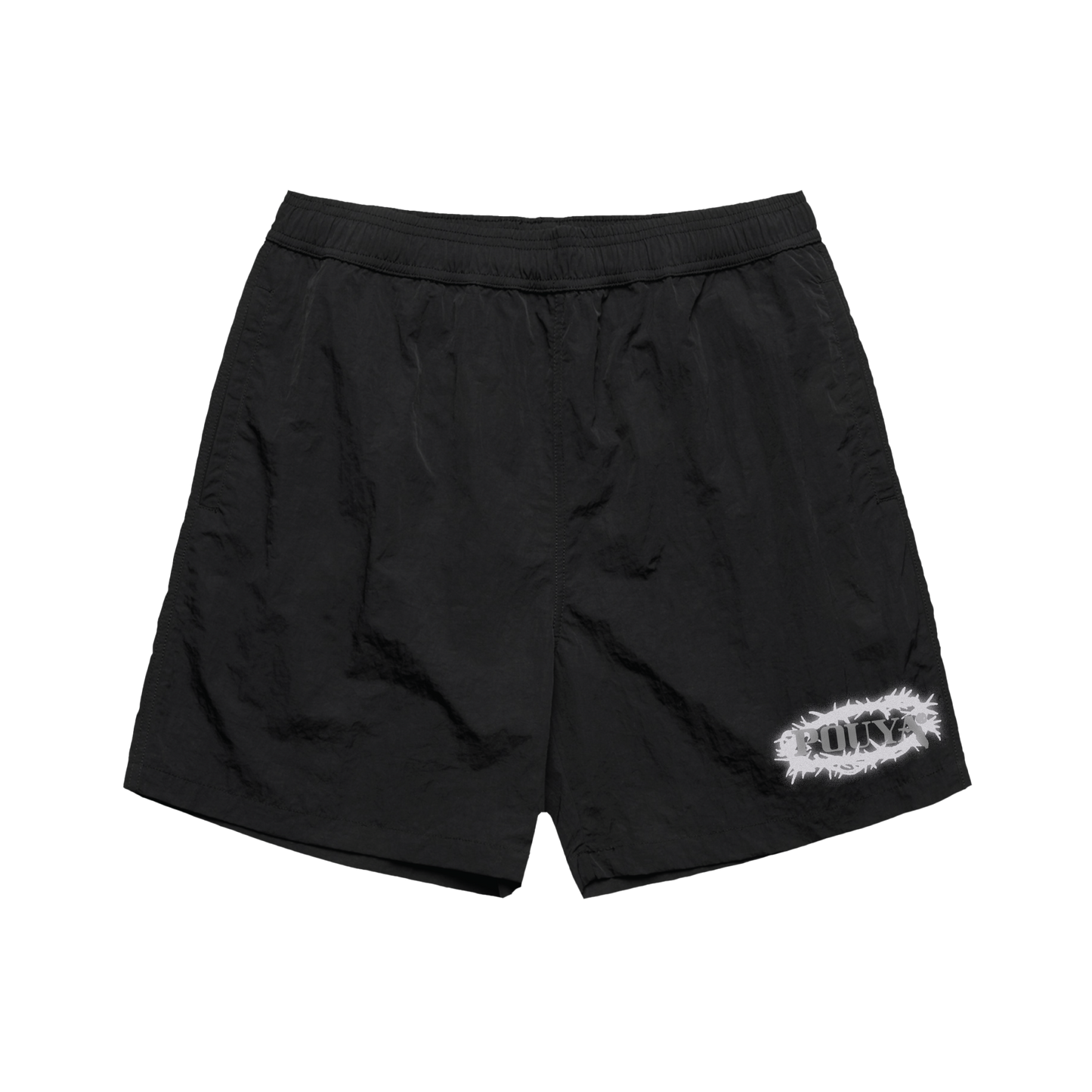 REFLECTIVE THORN LOGO SHORTS - BLACK