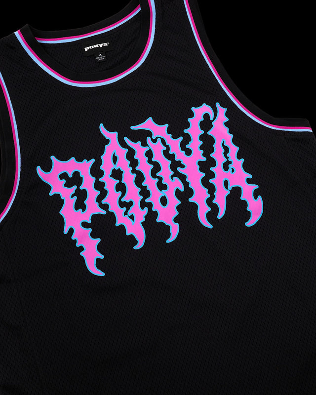 SKETCHY BBALL JERSEY - BLACK/PINK